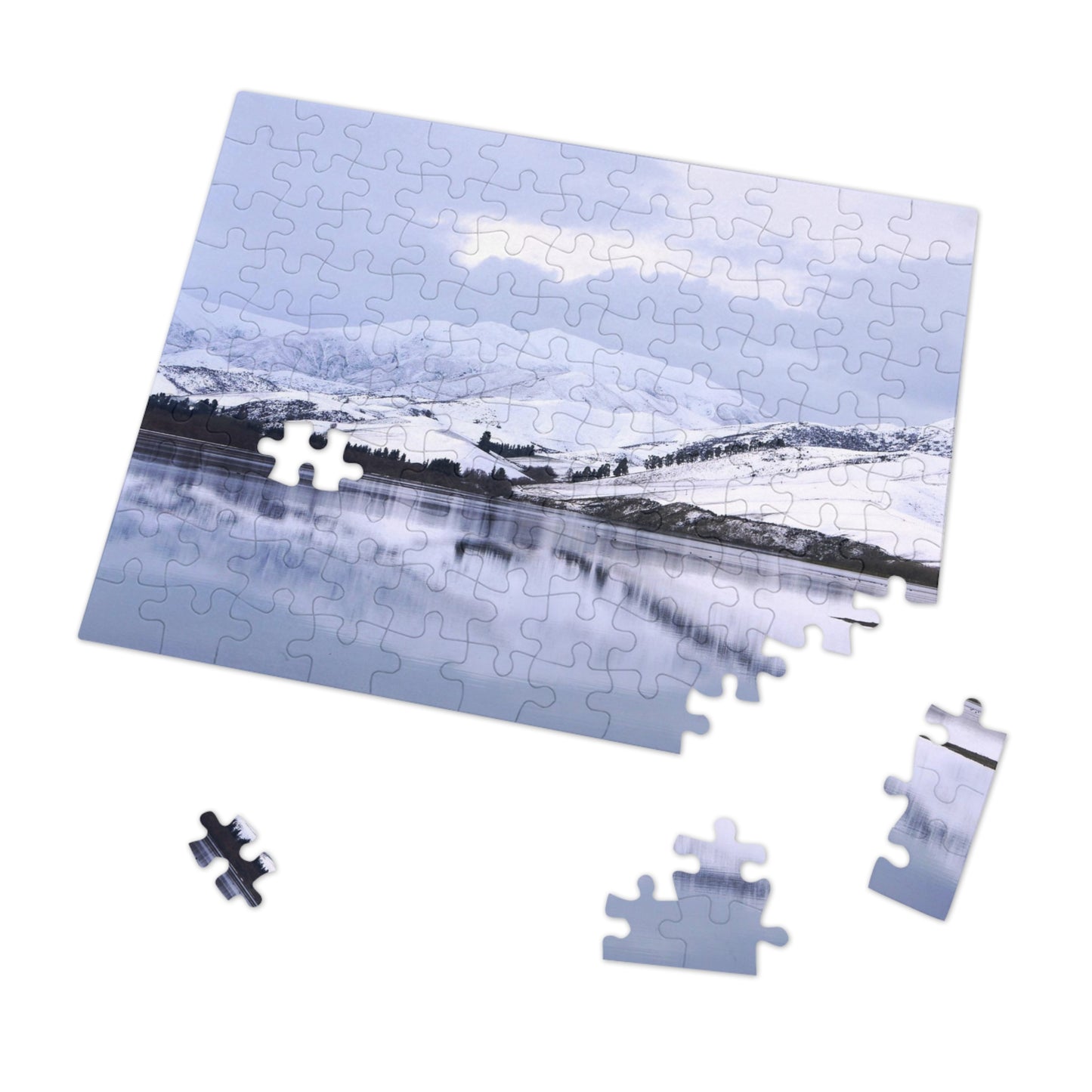 Jigsaw Puzzle: Lake Opuha Frozen Lake. (110,252,500,1000 pces)