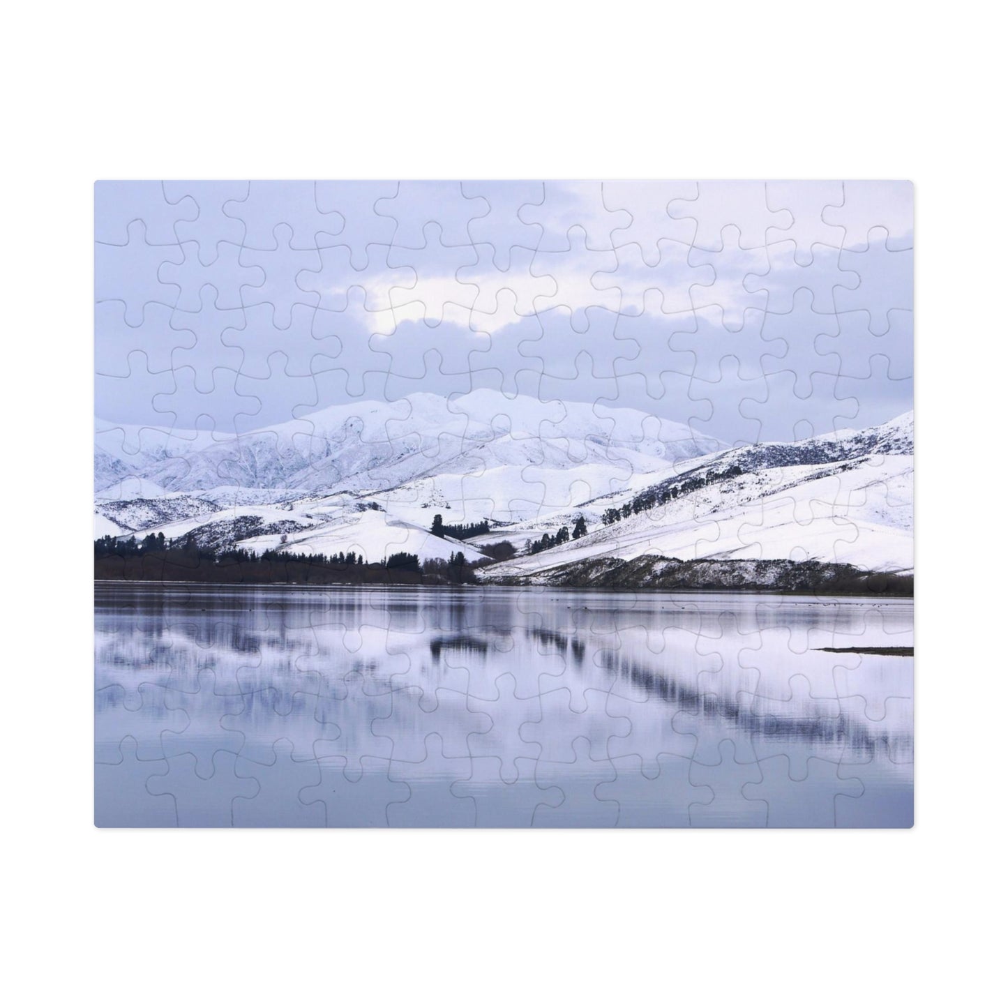 Jigsaw Puzzle: Lake Opuha Frozen Lake. (110,252,500,1000 pces)