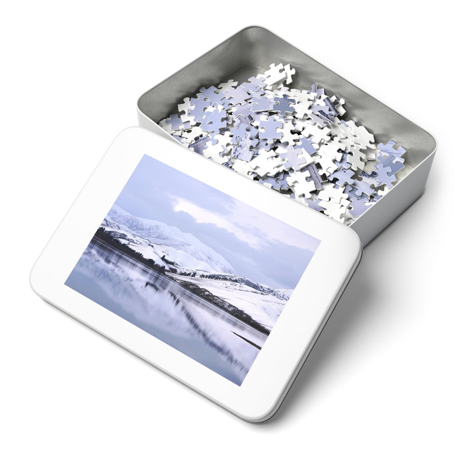 Jigsaw Puzzle: Lake Opuha Frozen Lake. (110,252,500,1000 pces)