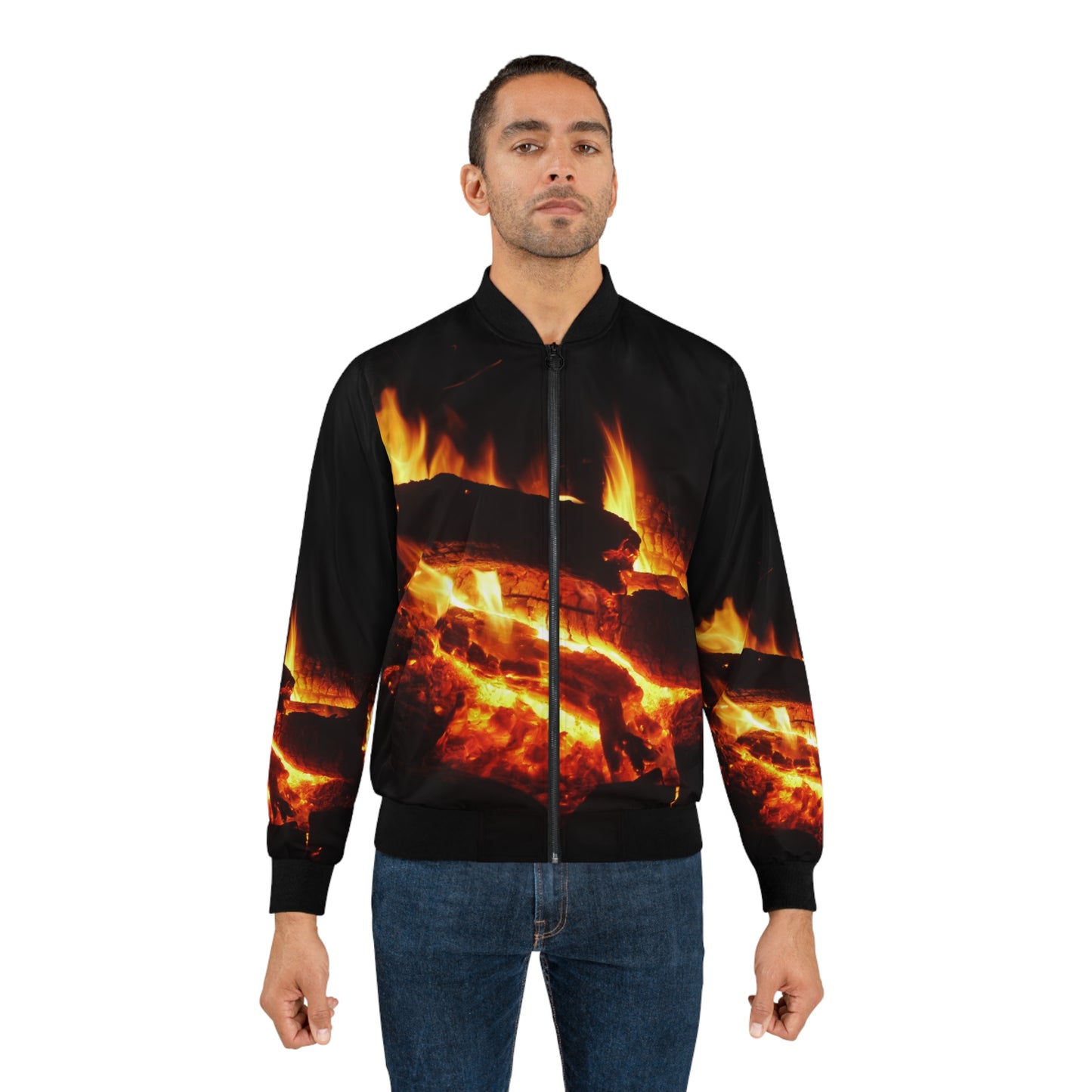 Bomber Jacket - Men's: Campfire Embers Design