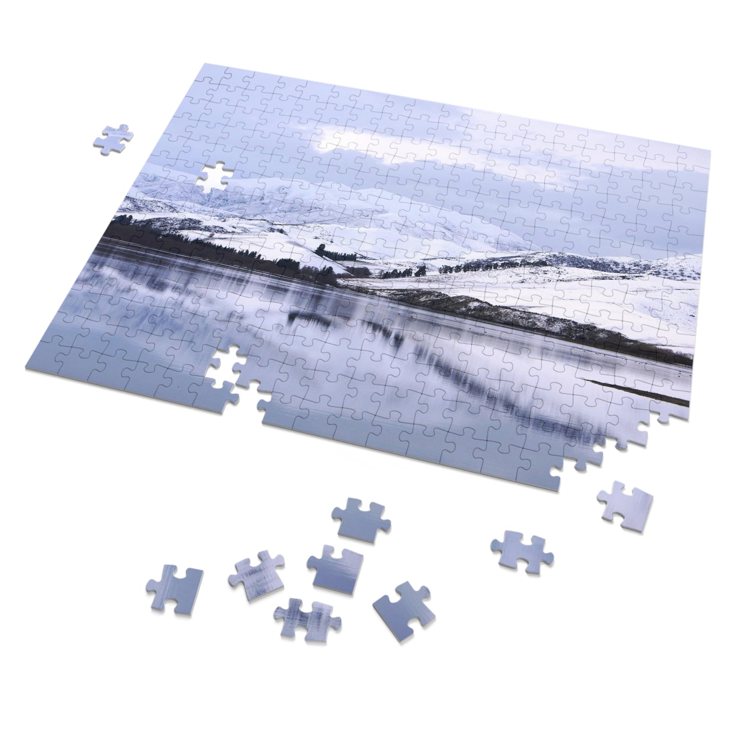 Jigsaw Puzzle: Lake Opuha Frozen Lake. (110,252,500,1000 pces)