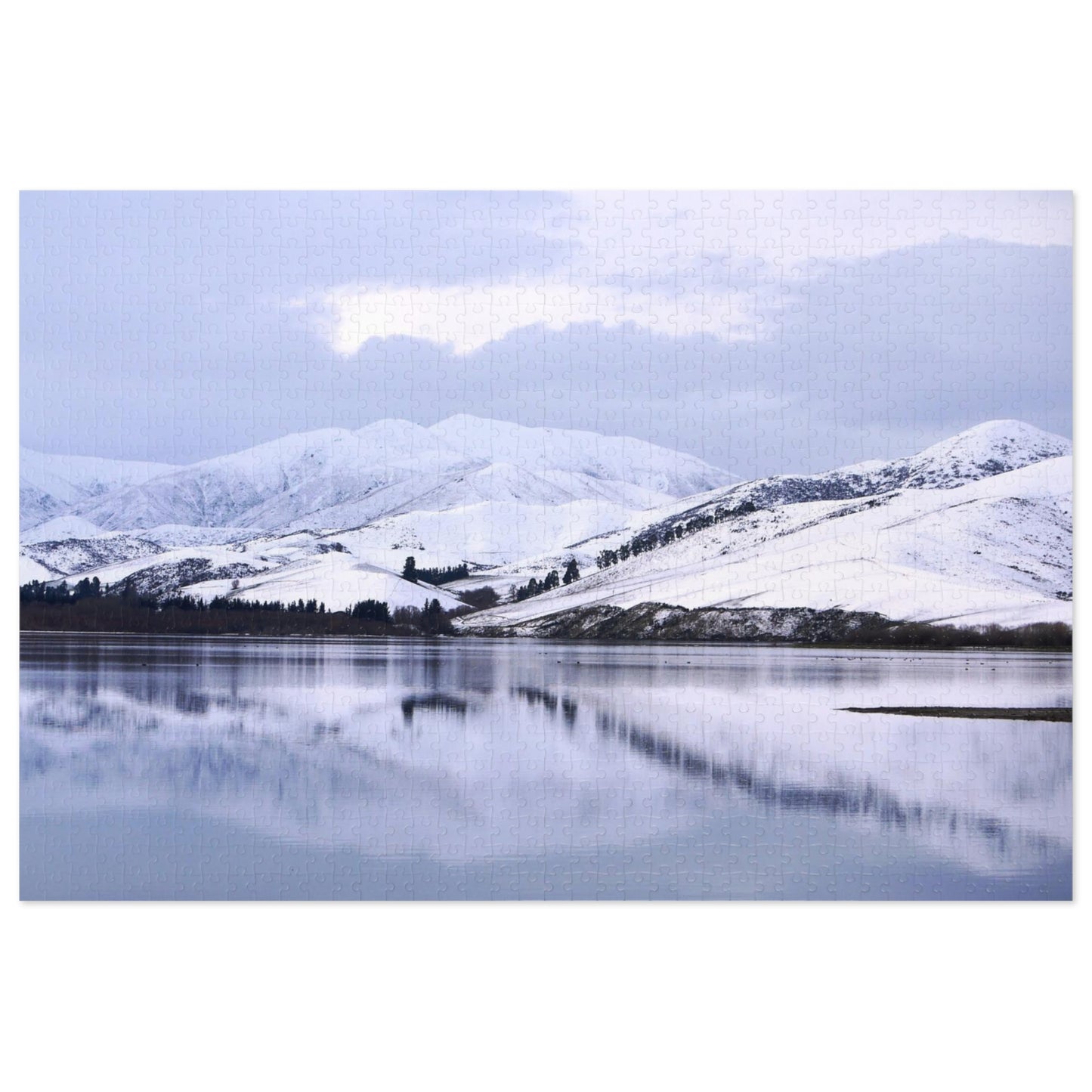 Jigsaw Puzzle: Lake Opuha Frozen Lake. (110,252,500,1000 pces)