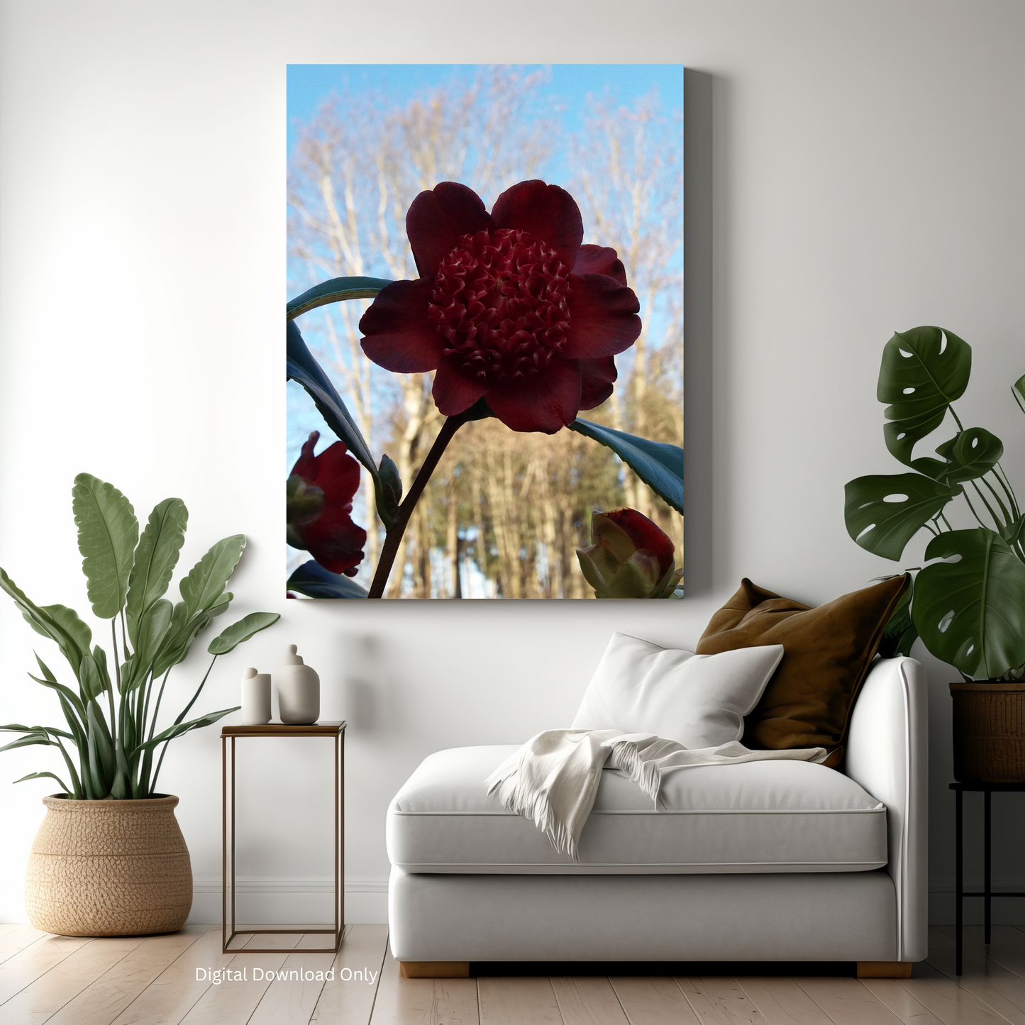 Rhododendron Vivid Photo on Canvas, Portrait Style.