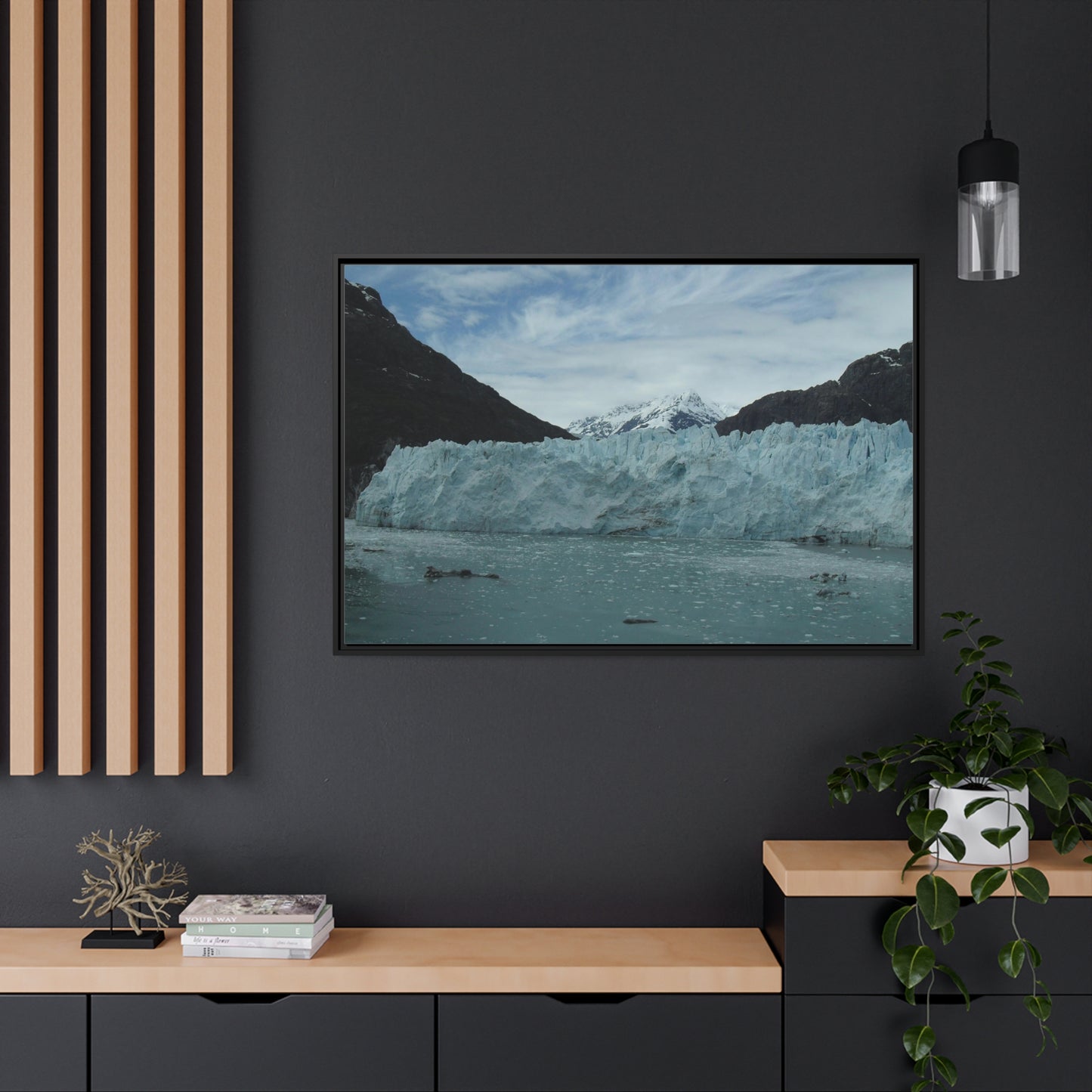 Glacier photo on Canvas, Black Frame