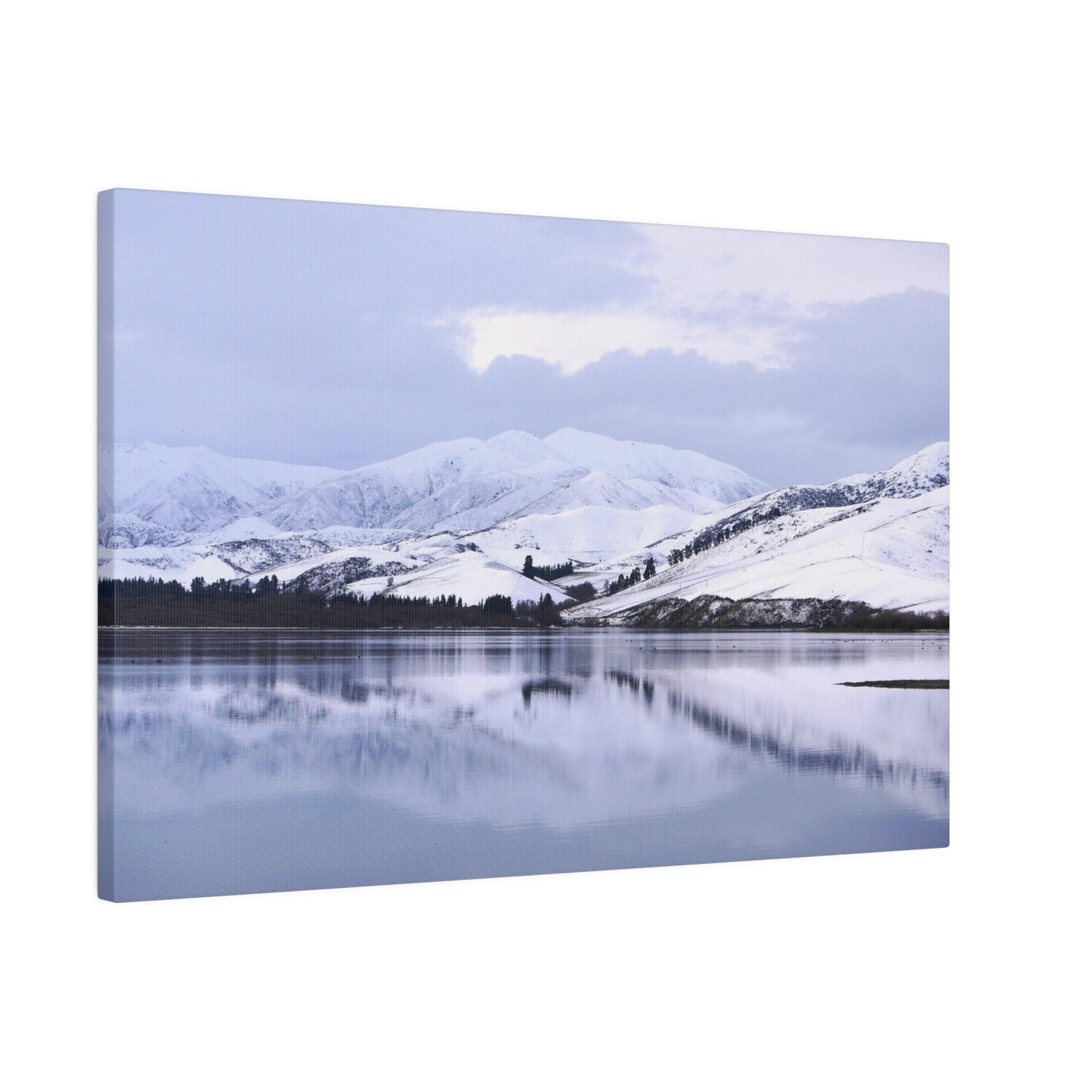 Lake Opuha Winter Photo On Canvas.