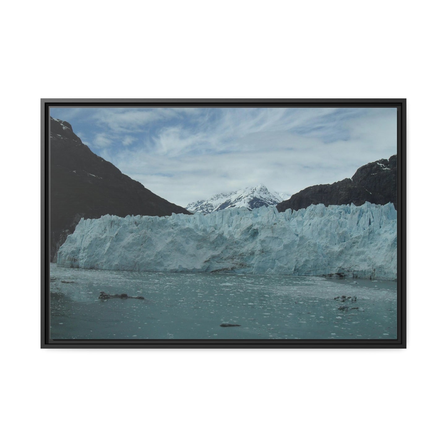 Glacier photo on Canvas, Black Frame