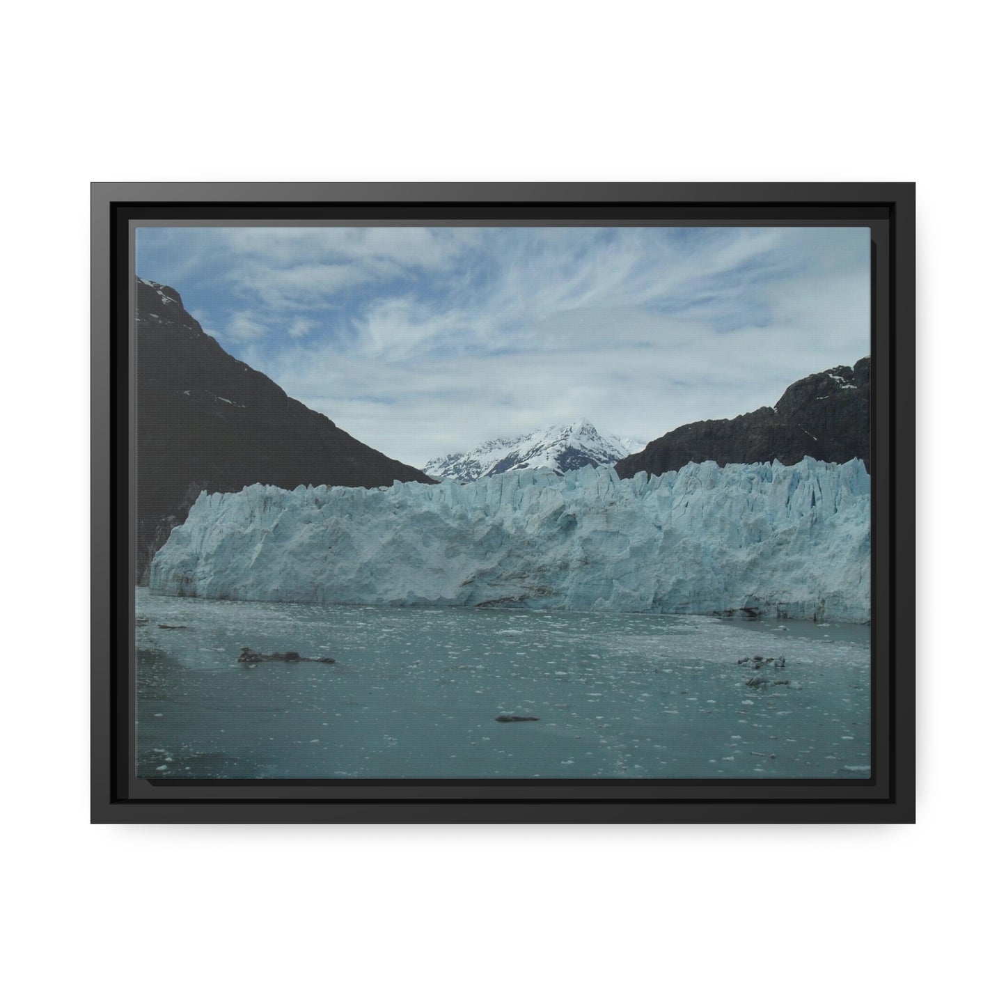 Glacier photo on Canvas, Black Frame