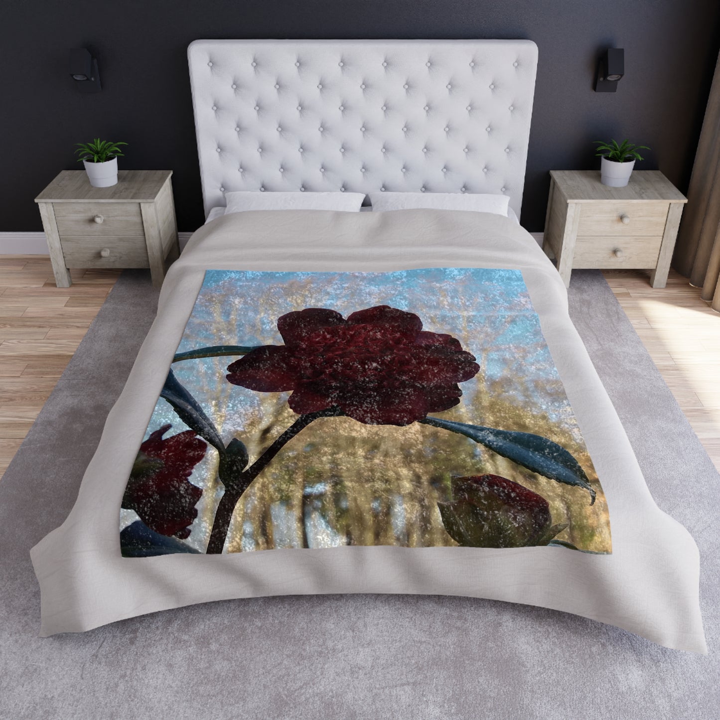 Crushed Velvet Blanket: Rhododendron Print