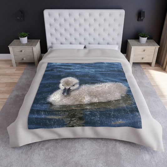 Crushed Velvet Blanket: Cygnet Print - 36x24 Vertical