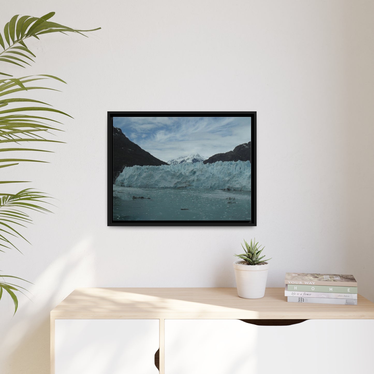 Glacier photo on Canvas, Black Frame