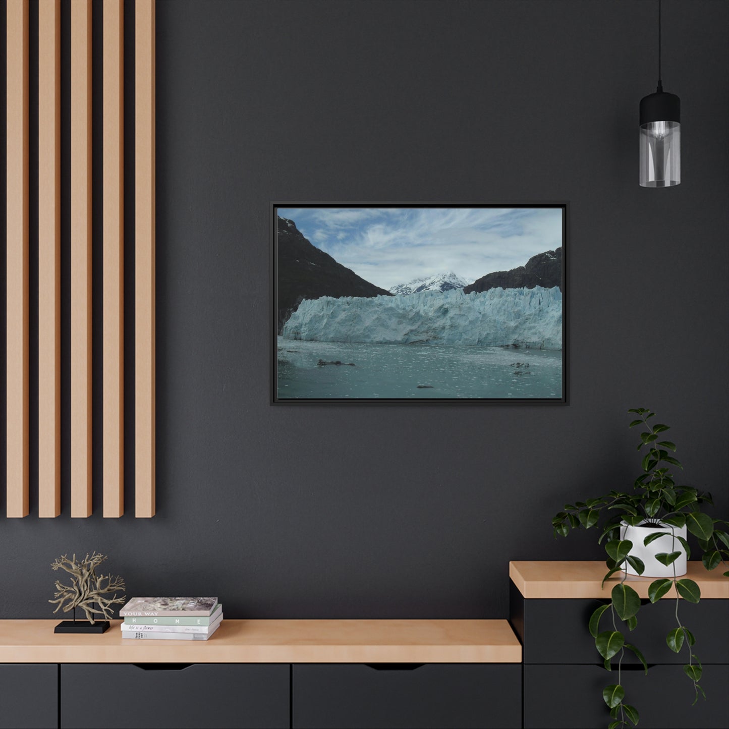 Glacier photo on Canvas, Black Frame