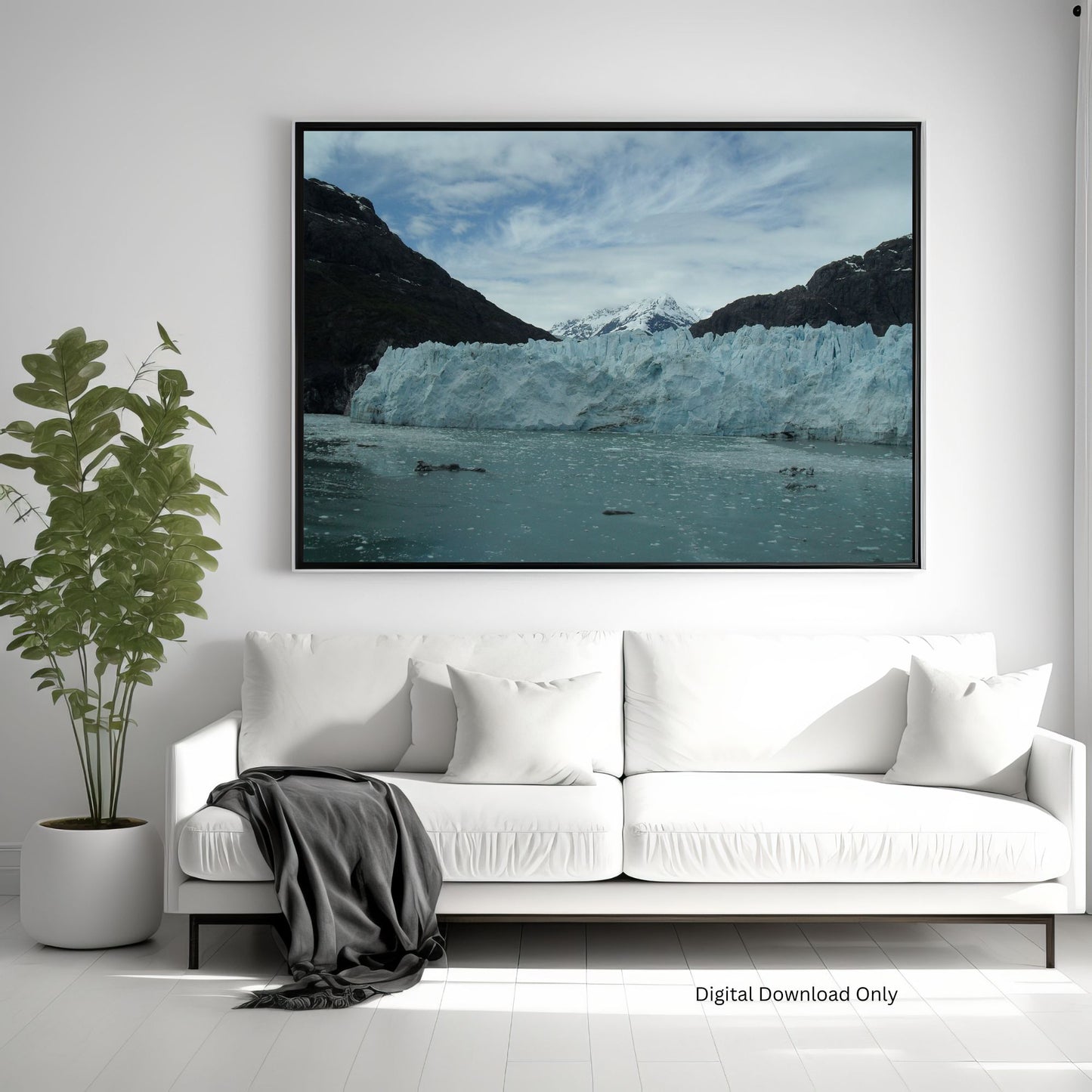 Glacier photo on Canvas, Black Frame