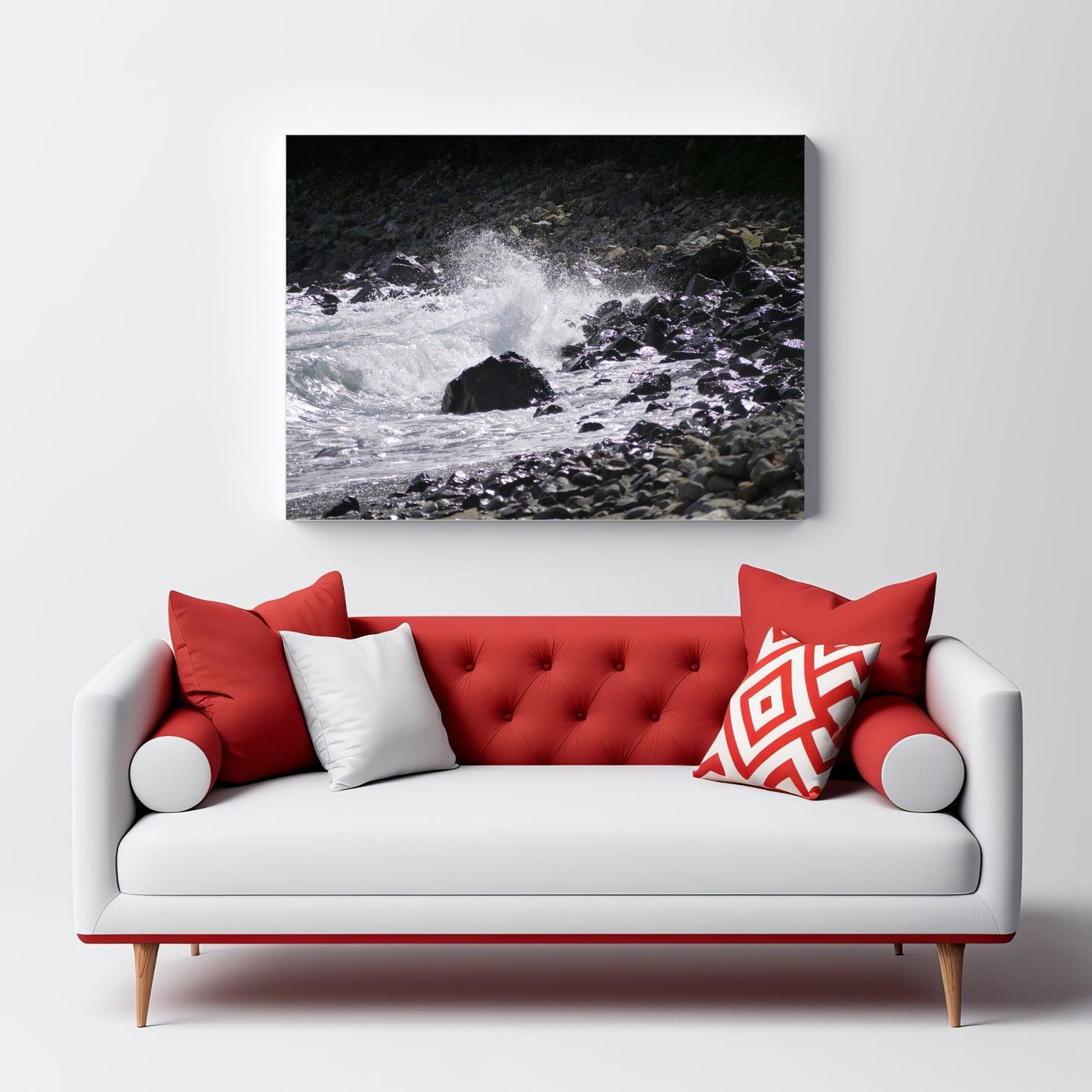 Waves on Cable Bay:  Photo on Canvas.