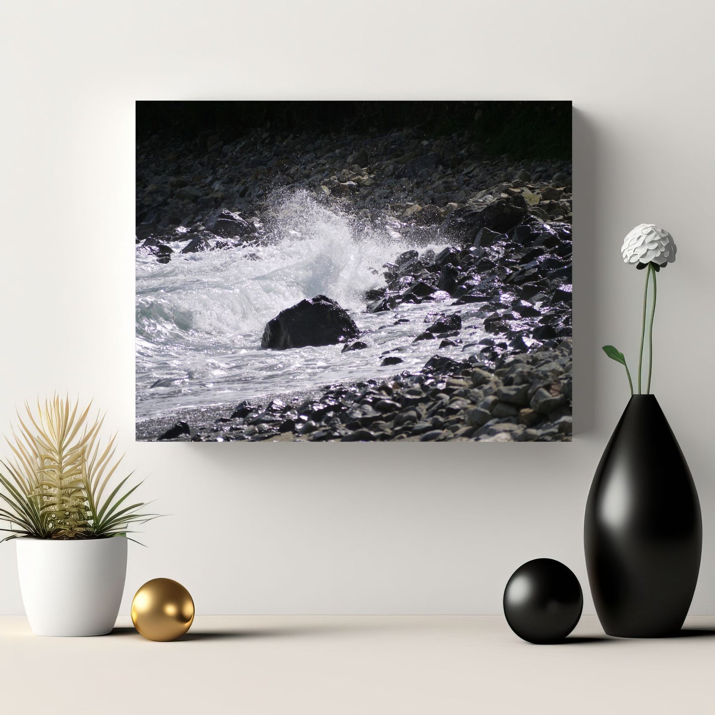 Waves on Cable Bay:  Photo on Canvas.