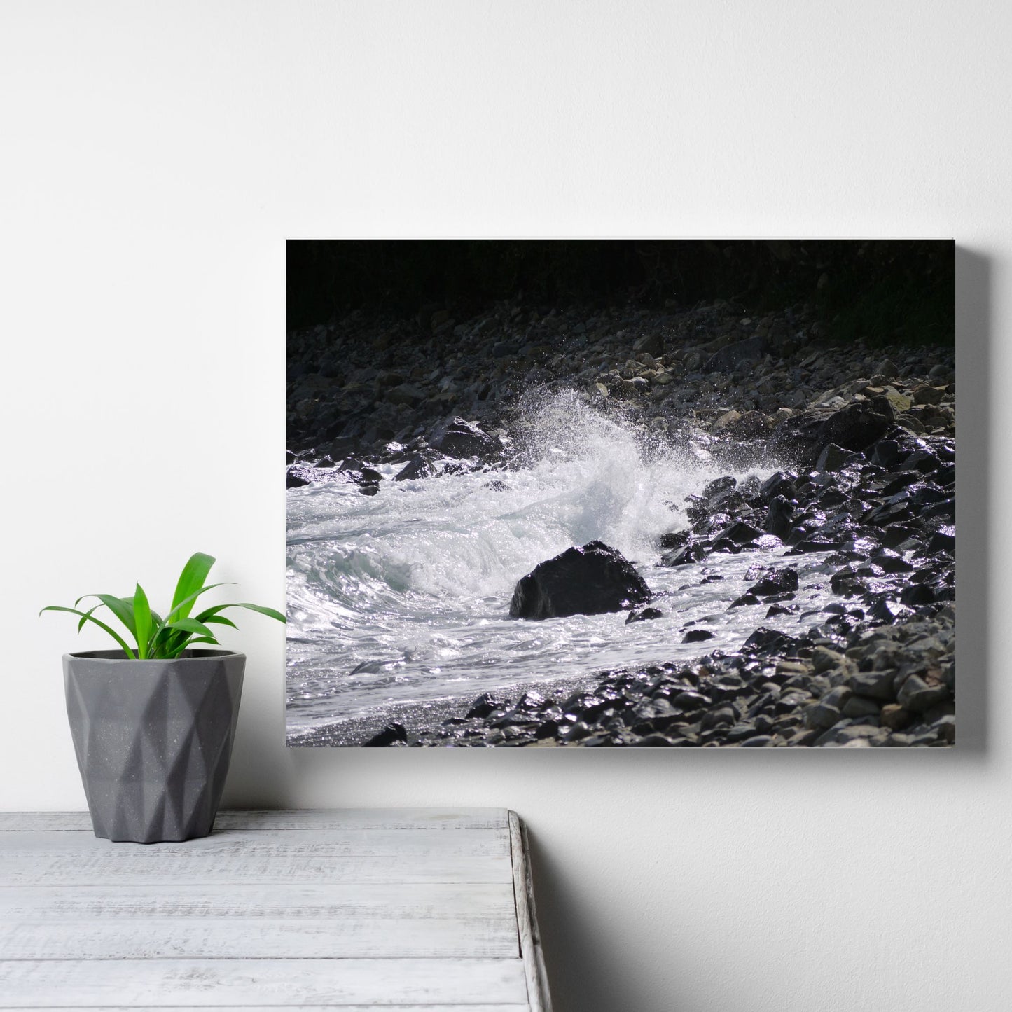 Waves on Cable Bay:  Photo on Canvas.