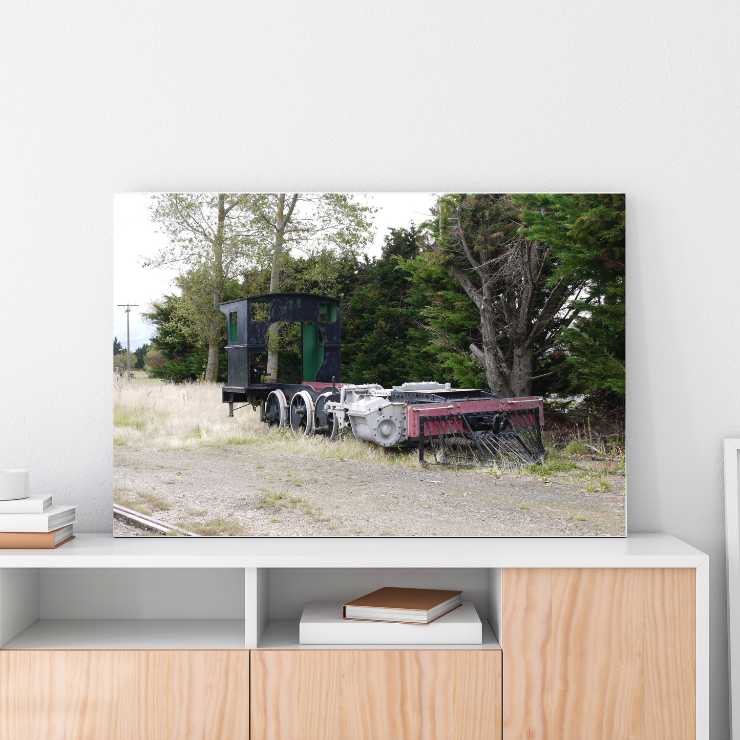 At Rest: Derelict Locomotive, Original Photo on Canvas,