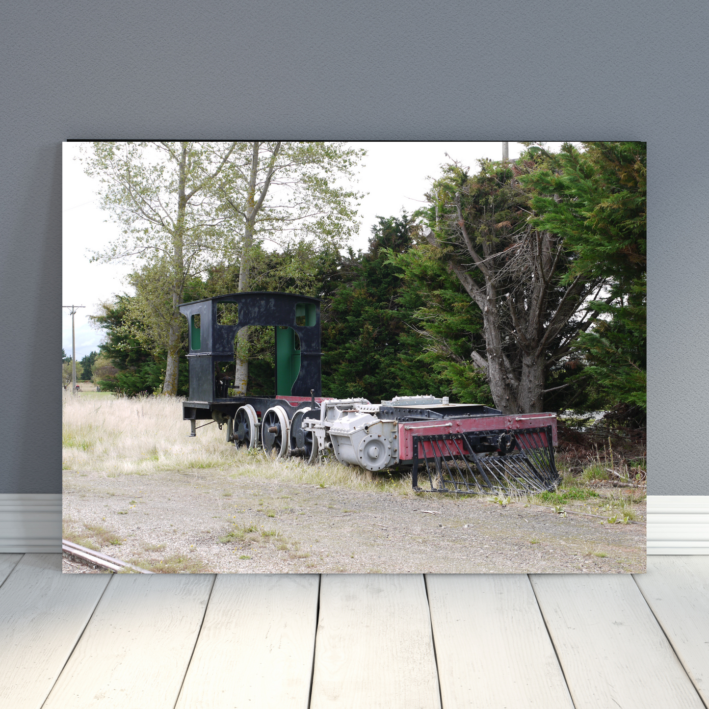 At Rest: Derelict Locomotive, Original Photo on Canvas,